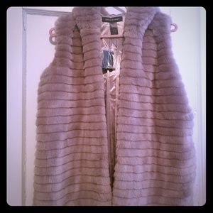 Ashley Stewart Faux Fur Vest in Taupe